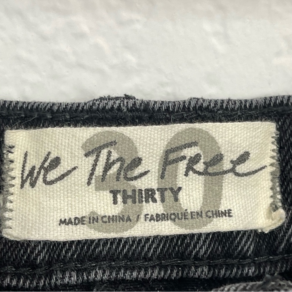 Free People We the Free Black Denim Skirt Raw Hem Button Fly Size 30 - Picture 9 of 12